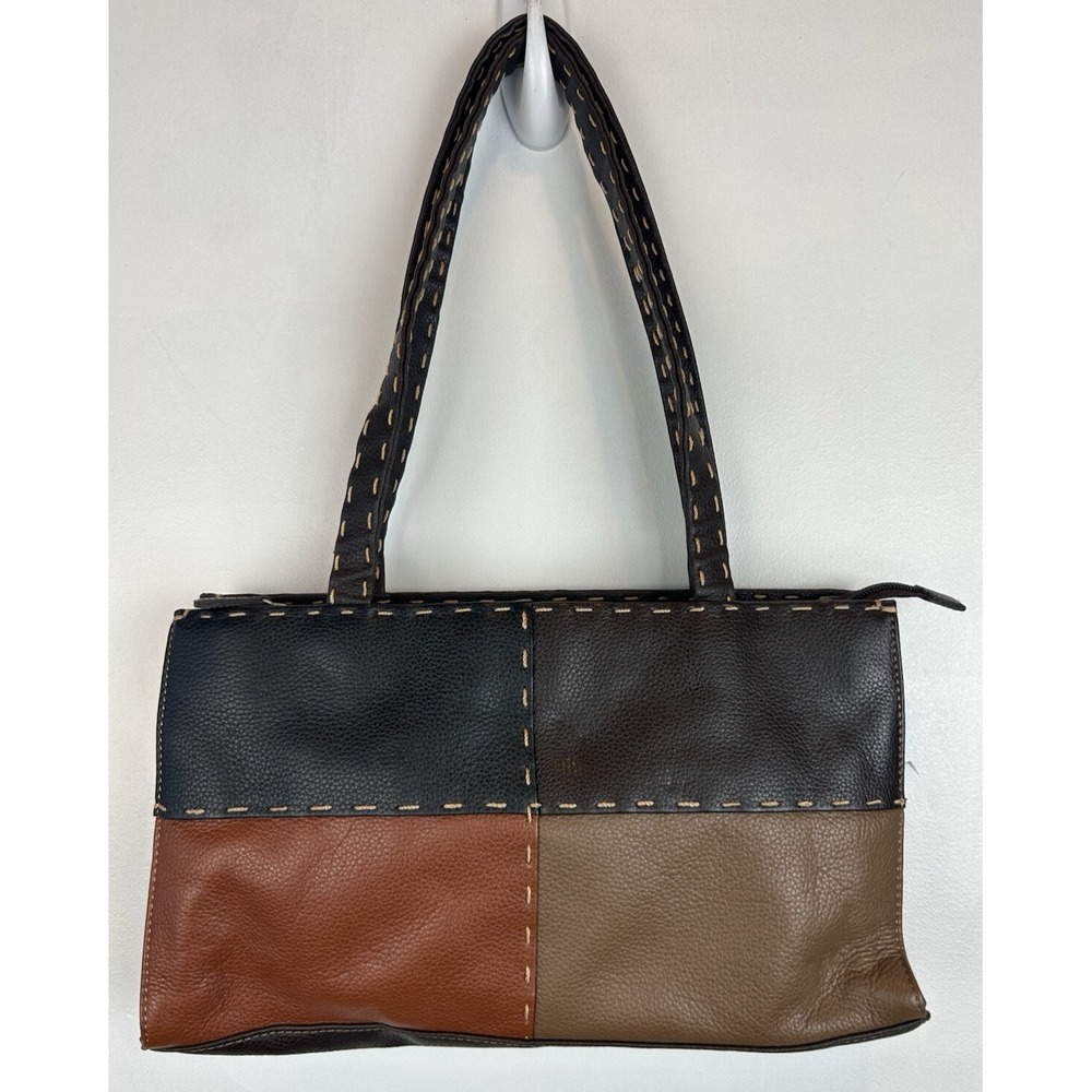 The Sak Purse Leather Patchwork Shoulder Bag Black Boho Hippie Coin